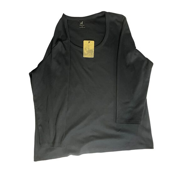 Peruvian Connection Pima Cotton Top XL Gray Scoop Neck 3/4 Sleeve NWT - Picture 4 of 7